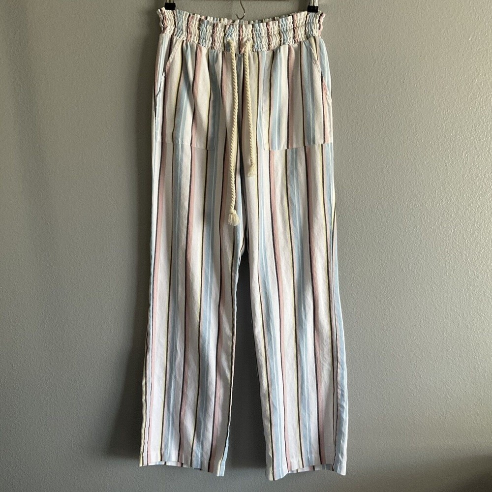 Ocean Drive Striped Beach Lounge Pants Womens Size M Cotton